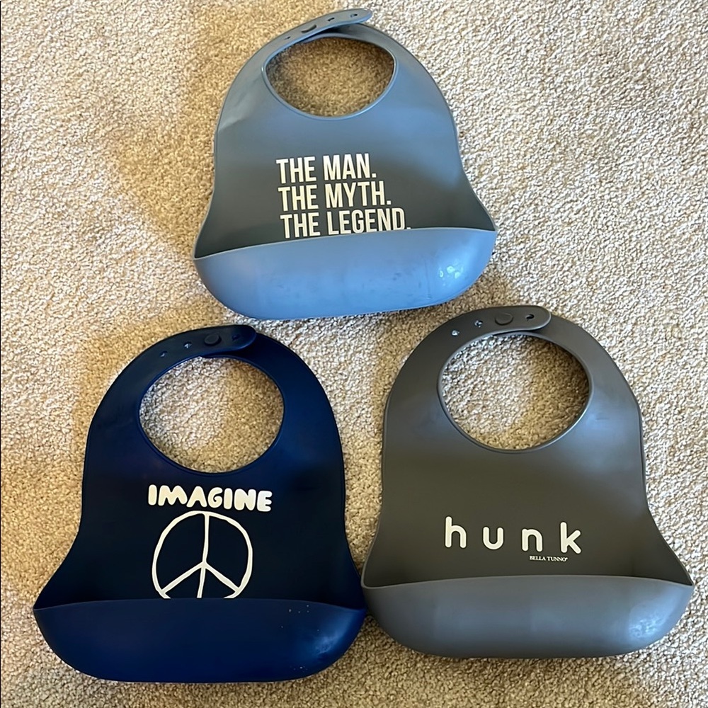 Silicone Bib Set - Gray and Blue